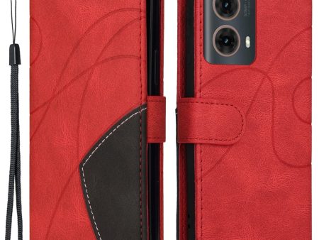 Textured Motorola Moto G85 leather case with strap - Red Online