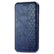 Motorola Moto G34 leather case with a stylish rhombus imprint - Blue Online