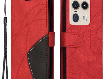 Textured Motorola Edge 50 Ultra   Motorola Moto X50 Ultra leather case with strap - Red For Cheap