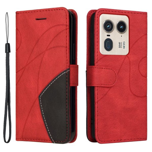 Textured Motorola Edge 50 Ultra   Motorola Moto X50 Ultra leather case with strap - Red For Cheap