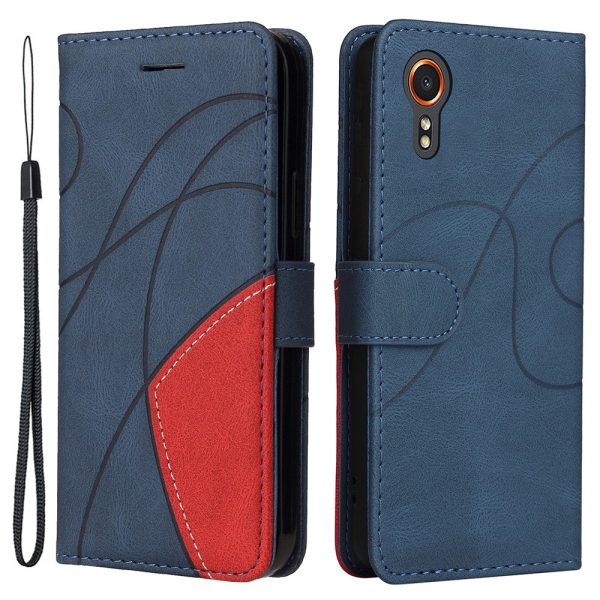 Textured Samsung Galaxy Xcover 7 leather case with strap - Blue Supply