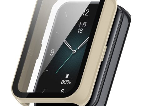 For Honor Band 9 Hard PC Watch Case Scratch Proof Cover with Tempered Glass Screen Film - Beige Discount