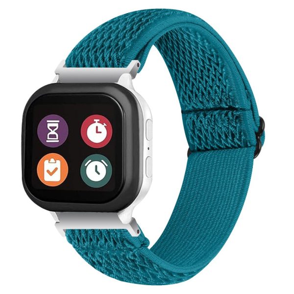 For Verizon Gizmo Watch 1 Wavy Pattern Elastic Wrist Band Woven Nylon Watch Strap - Cyan Hot on Sale