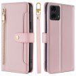 Motorola Moto G24   Motorola Moto G04 vegan leather wallet zipper case - Pink Sale