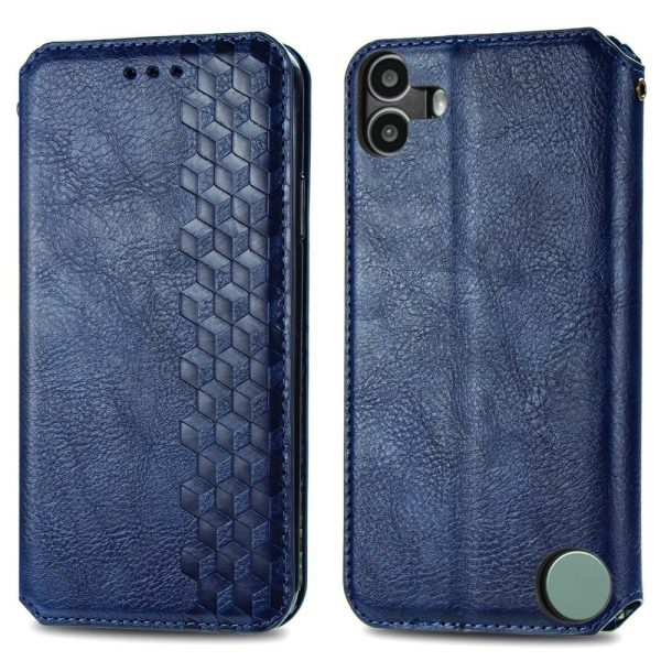 Nothing CMF Phone 1 leather case with a stylish rhombus imprint - Blue Online Sale