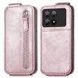 Vertical Xiaomi Redmi K70E   Xiaomi Poco X6 Pro flip phone case with zipper - Rose Gold Cheap