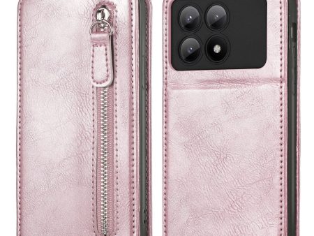 Vertical Xiaomi Redmi K70E   Xiaomi Poco X6 Pro flip phone case with zipper - Rose Gold Cheap