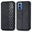 Motorola Moto G34 leather case with a stylish rhombus imprint - Black Supply