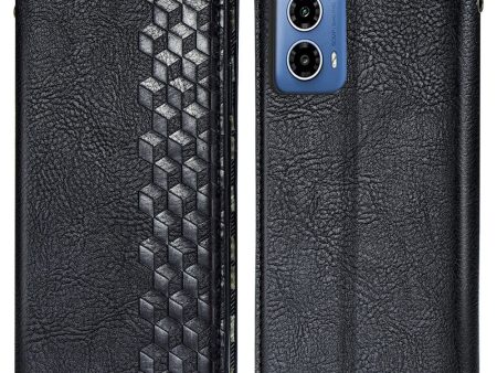 Motorola Moto G34 leather case with a stylish rhombus imprint - Black Supply