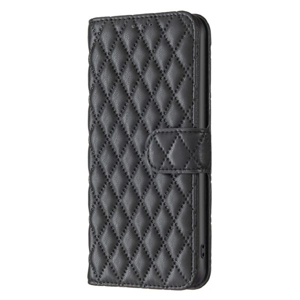 Rhombus pattern matte Samsung Galaxy A06 flip case - Black Cheap