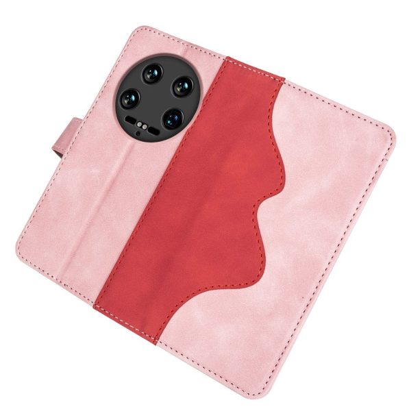 Two-color Xiaomi 14 Ultra leather flip case - Pink For Sale