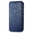 Samsung Galaxy M15 leather case with a stylish rhombus imprint - Blue Online