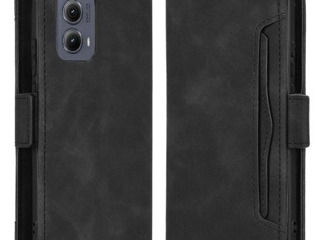 Modern-styled leather wallet case for Motorola Edge (2024) - Black Cheap