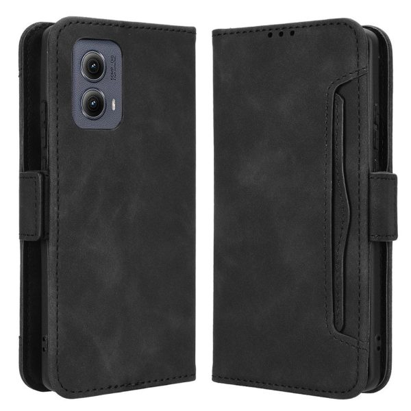 Modern-styled leather wallet case for Motorola Edge (2024) - Black Cheap