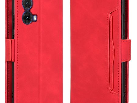 Modern-styled leather wallet case for Motorola Moto G85 - Red on Sale