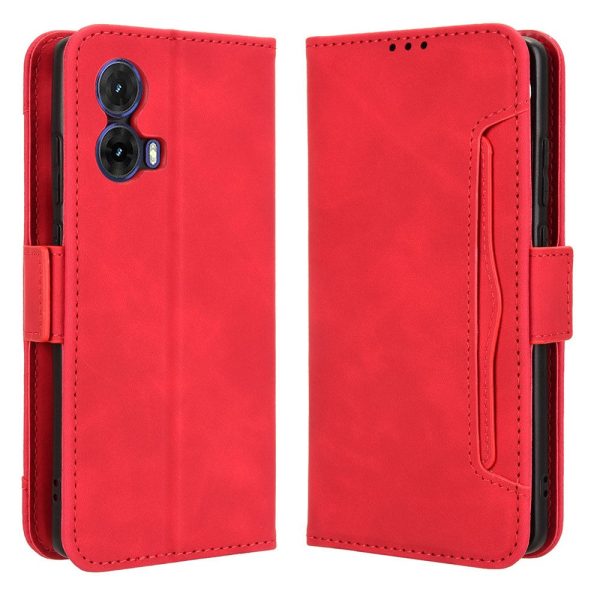 Modern-styled leather wallet case for Motorola Moto G85 - Red on Sale