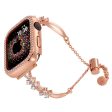 20mm Universal Rhinestone Flower Smart Watch Band Copper Bracelet Replacement Strap - Rose Gold For Discount