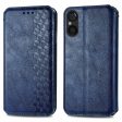 Sony Xperia 5 V leather case with a stylish rhombus imprint - Blue Discount