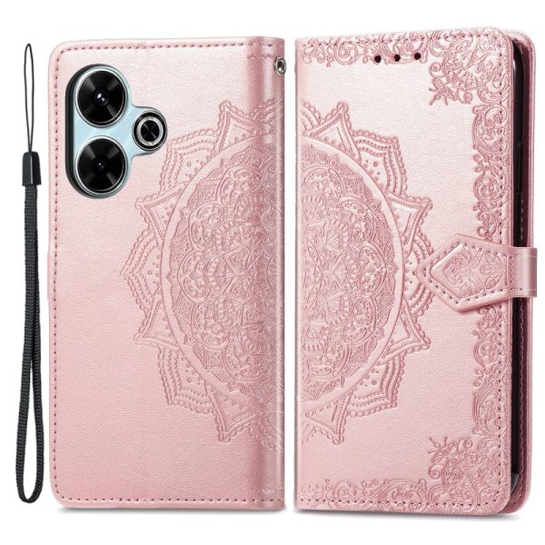 Mandala Xiaomi Redmi 13 leather case - Rose Gold on Sale