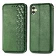 Samsung Galaxy A05 leather case with a stylish rhombus imprint - Green Sale