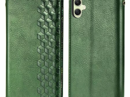 Samsung Galaxy A05 leather case with a stylish rhombus imprint - Green Sale