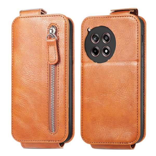 Vertical OnePlus Ace 3   OnePlus 12R flip phone case with zipper - Brown Online