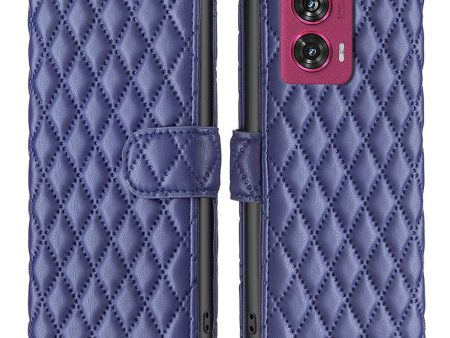 Rhombus pattern matte Motorola Edge 50 Fusion flip case - Blue Online