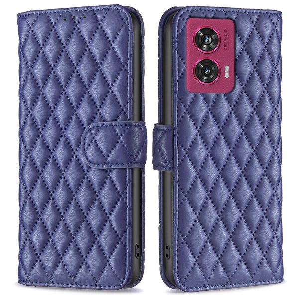 Rhombus pattern matte Motorola Edge 50 Fusion flip case - Blue Online