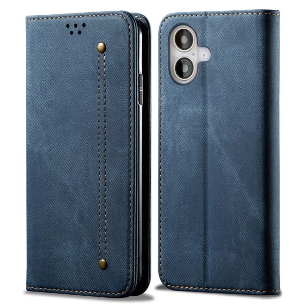 Jeans iPhone 16 flip case - Blue For Sale