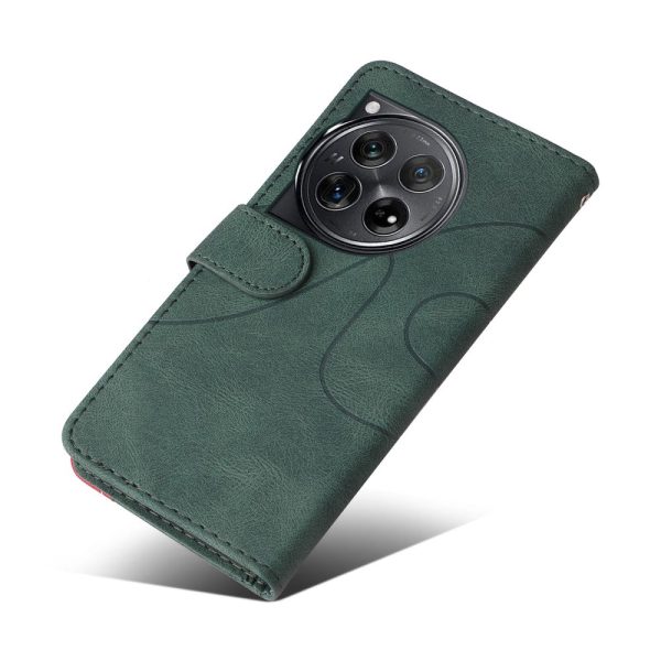 Textured OnePlus 12R leather case with strap - Green For Discount