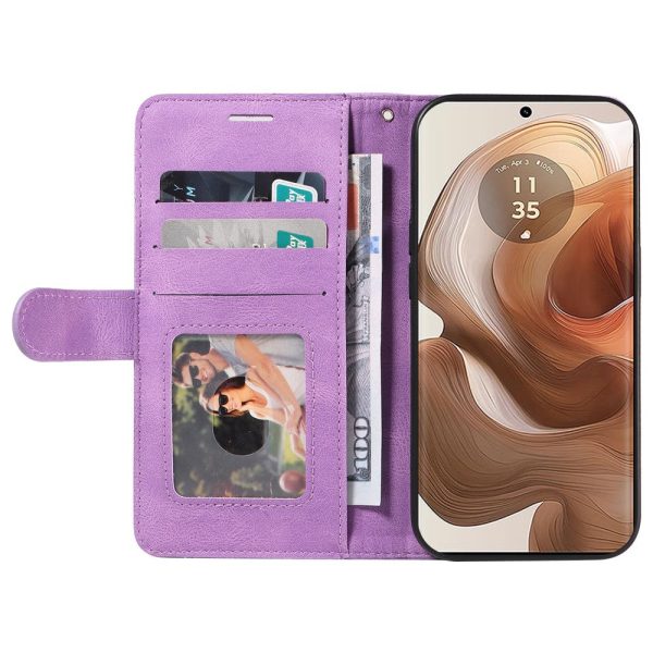 Textured Motorola Edge 50 Ultra   Motorola Moto X50 Ultra leather case with strap - Light Purple Online Sale