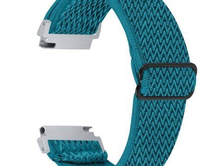 For Verizon Gizmo Watch 1 Wavy Pattern Elastic Wrist Band Woven Nylon Watch Strap - Cyan Hot on Sale