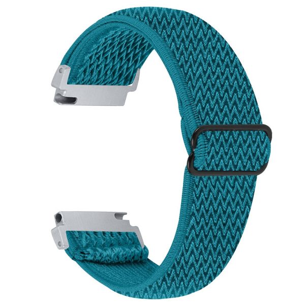 For Verizon Gizmo Watch 1 Wavy Pattern Elastic Wrist Band Woven Nylon Watch Strap - Cyan Hot on Sale