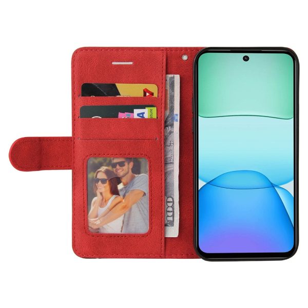 Textured Xiaomi Redmi 13 leather case with strap - Red Supply