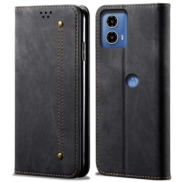 Jeans Motorola Moto G34 flip case - Black For Cheap