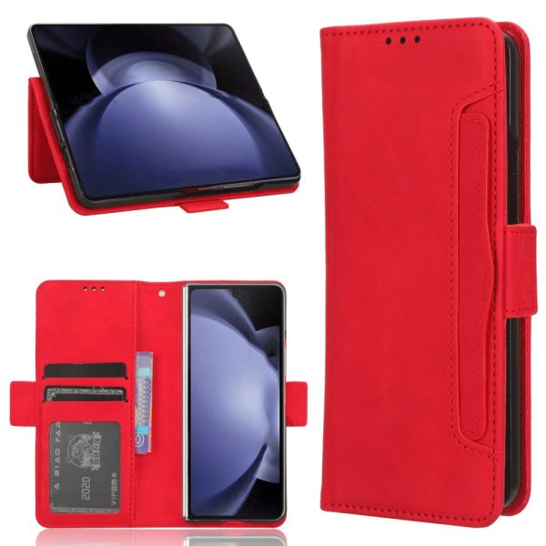 Modern-styled leather wallet case for Samsung Galaxy Z Fold6 - Red Fashion