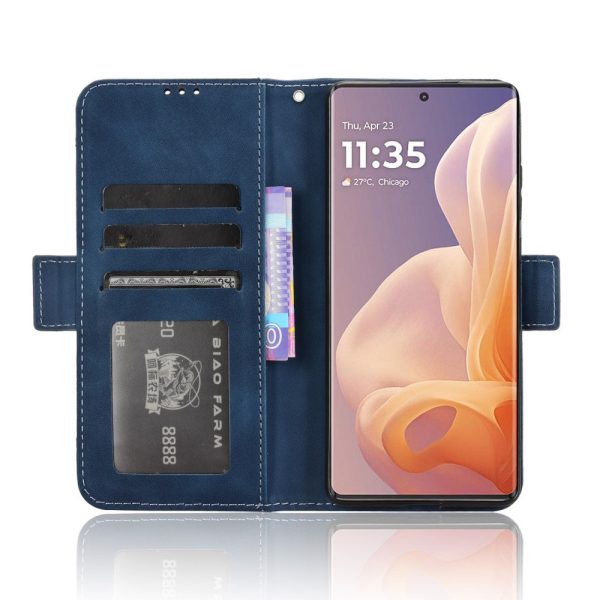 Modern-styled leather wallet case for Motorola Moto G85 - Blue Discount