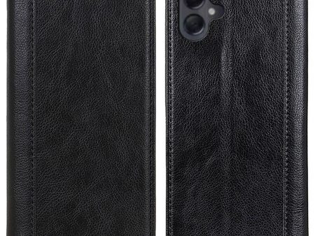 Samsung Galaxy A06 genuine leather case with magnetic closure - Black For Discount