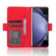 Modern-styled leather wallet case for Samsung Galaxy Z Fold6 - Red Fashion