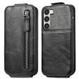 Vertical Samsung Galaxy S23 flip phone case with zipper - Black Sale