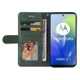 Textured Motorola Moto G04   Motorola Moto G24 leather case with strap - Green Cheap