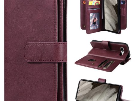 10-slot Google Pixel 7a wallet case - Wine Red For Cheap