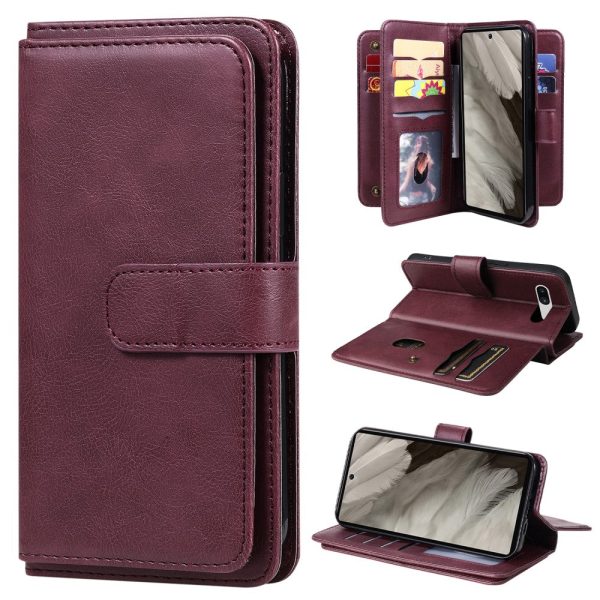 10-slot Google Pixel 7a wallet case - Wine Red For Cheap