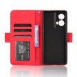 Modern-styled leather wallet case for Motorola Moto G85 - Red on Sale