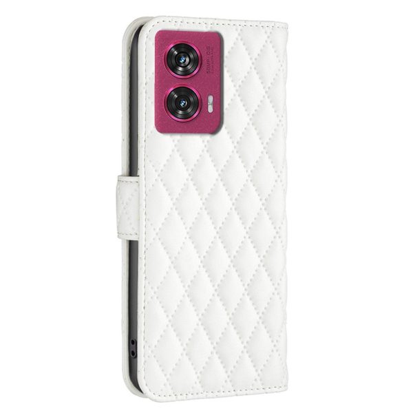 Rhombus pattern matte Motorola Edge 50 Fusion flip case - White For Cheap