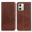 Wallet-style genuine leather Motorola Moto G64 flipcase - Coffee For Sale