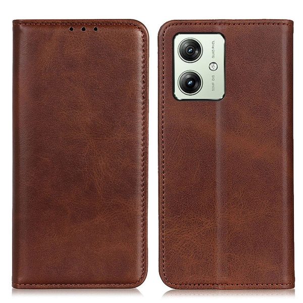 Wallet-style genuine leather Motorola Moto G64 flipcase - Coffee For Sale