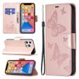 Butterfly iPhone 16 Plus Leather Case - Rose Gold Hot on Sale