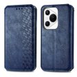 Huawei Pura 70 leather case with a stylish rhombus imprint - Blue For Cheap