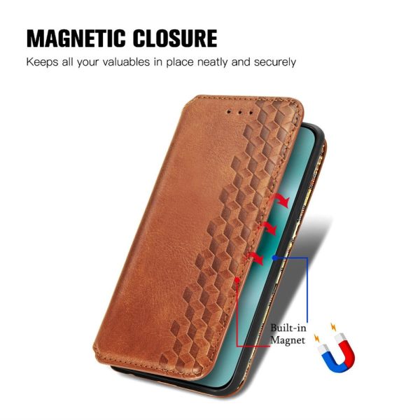 Huawei Pura 70 leather case with a stylish rhombus imprint - Brown Online Hot Sale